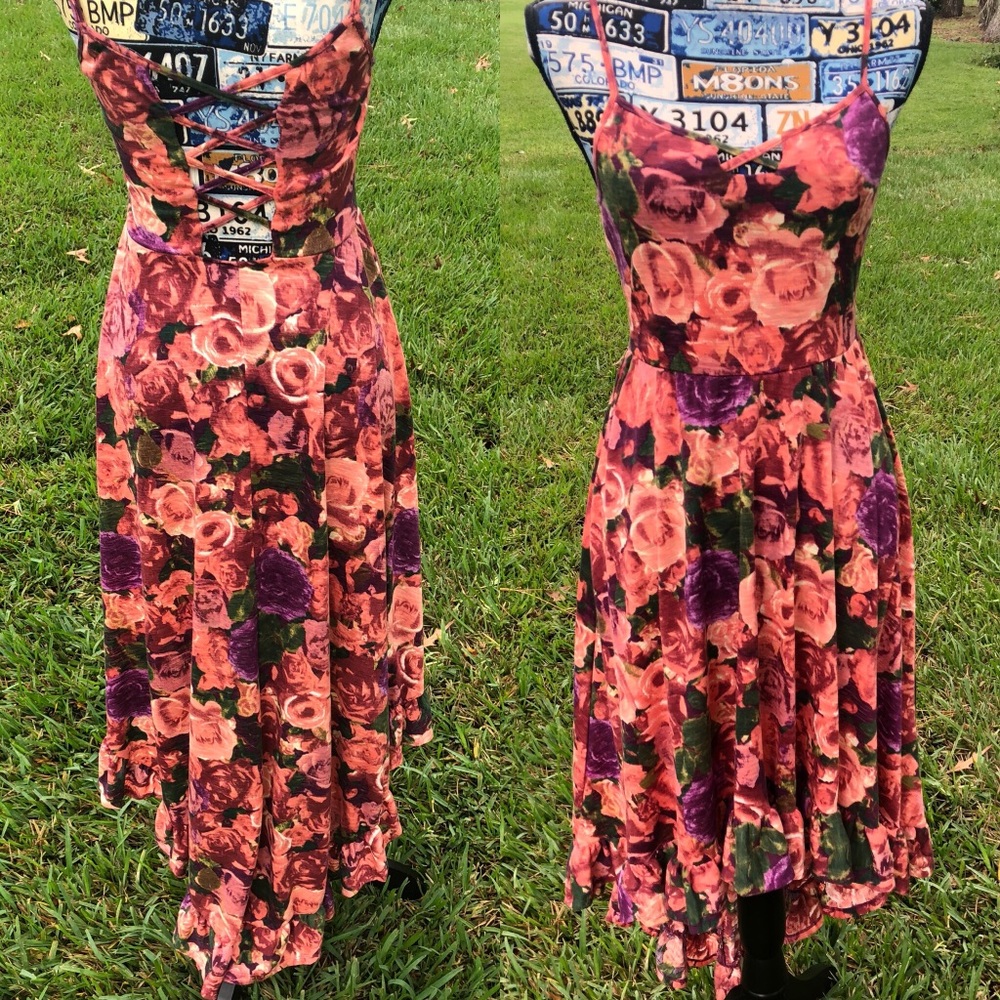 American Rag Maxi Dress High Low Floral Small